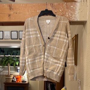 Cyrus Beige Plaid Cardigan